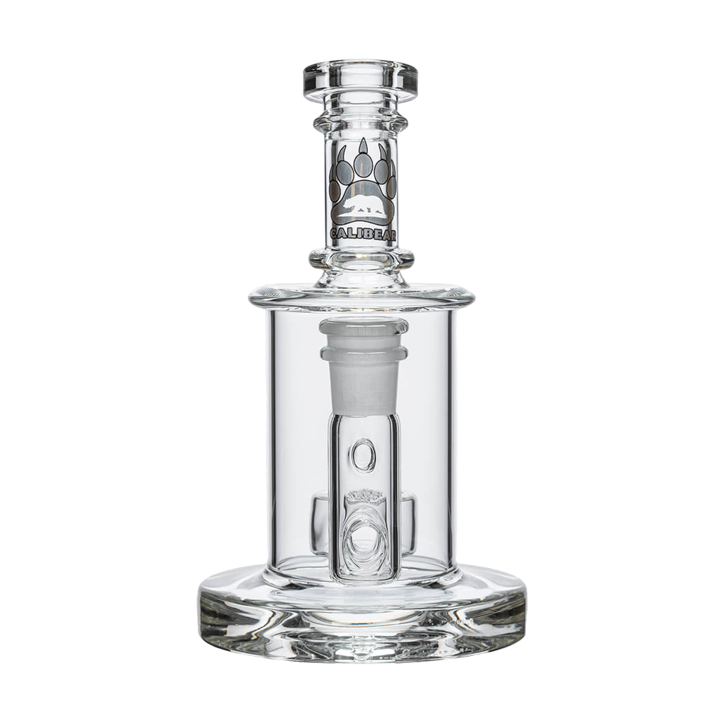 Calibear Colored Mini Can Dab Rig in clear borosilicate glass, front view on white background