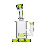 Calibear Colored Mini Can Dab Rig with Green Accents, Beaker Design, Front View on White Background
