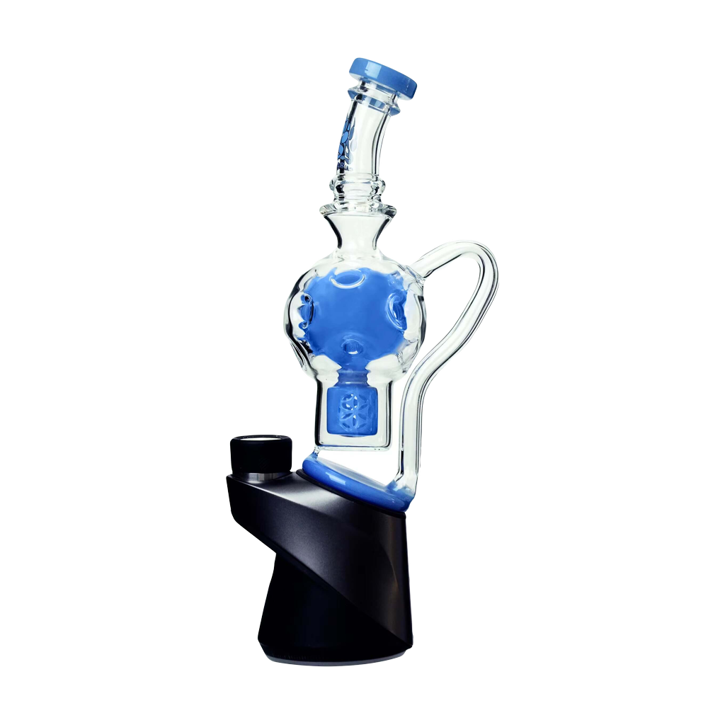 Calibear Exosphere Puffco Peak Glass Top in Milky Blue with sleek design on white background