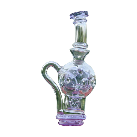 Calibear Exosphere Puffco Peak Glass Top in Purple with Bubble Design - Outdoor Side View