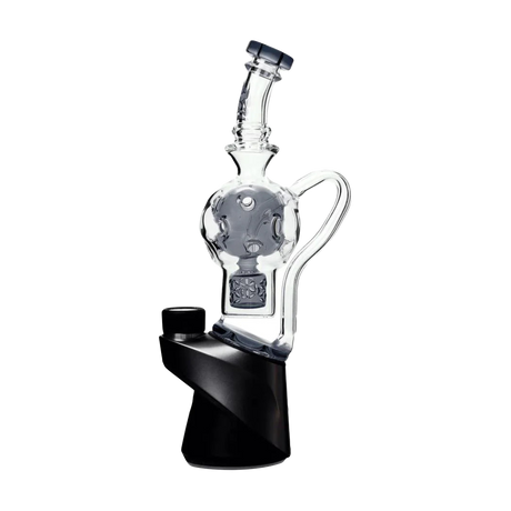 Calibear Exosphere Puffco Peak Glass Top in Transparent Black, Side View on White Background