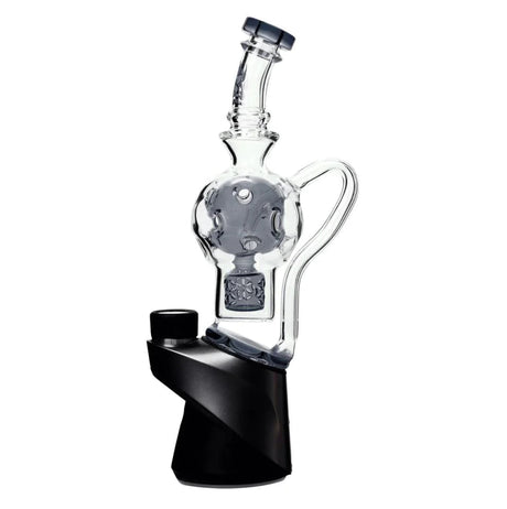 Calibear Exosphere Puffco Peak Glass Top in Transparent Black, Side View on White Background