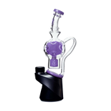 Calibear Exosphere Puffco Peak Glass Top in purple, side view on seamless white background