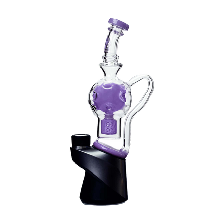 Calibear Exosphere Puffco Peak Glass Top in purple, side view on seamless white background