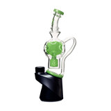 Calibear Exosphere Puffco Peak Glass Top in green, side view on white background, for vaporizer customization