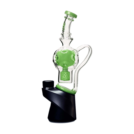 Calibear Exosphere Puffco Peak Glass Top in green, side view on white background, for vaporizer customization