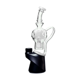 Calibear Exosphere Puffco Peak Glass Top Attachment in Clear with Black Base - Front View