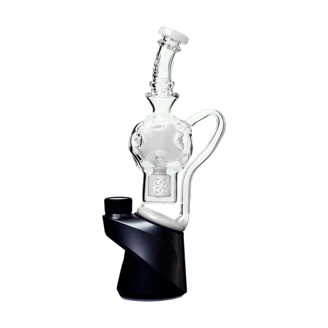 Calibear Exosphere Puffco Peak Glass Top Attachment in Clear with Black Base - Front View