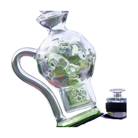 Calibear Exosphere Puffco Peak Glass Top with intricate bubble design for E-Rigs, side view