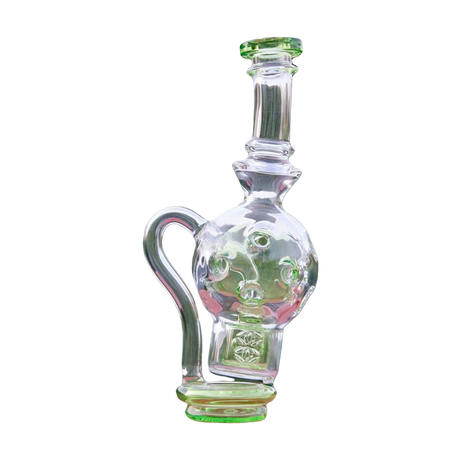 Calibear Exosphere Glass Top for Puffco Peak in Clear with Green Accents, Outdoor Side View