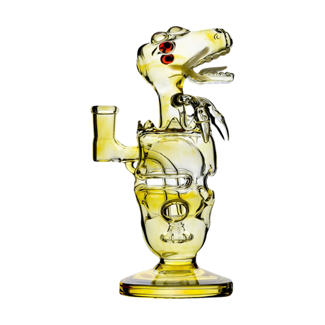 Calibear Fab Dino Dab Rig in green color, beaker design, 8" height, 14mm joint, front view