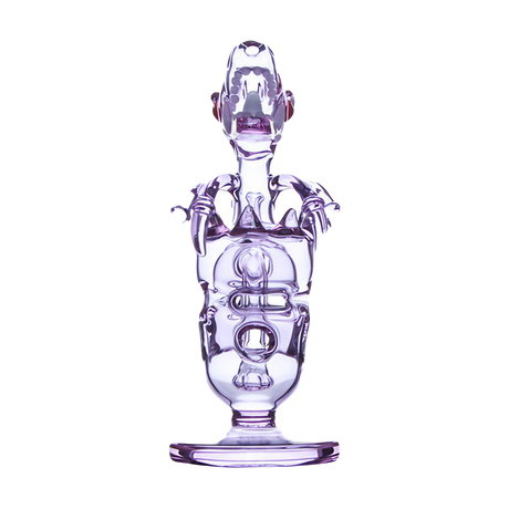 Calibear Fab Dino Dab Rig in Green with Beaker Design, 8" Tall, 14mm Quartz Joint - Front View