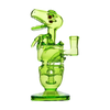 Calibear Fab Dino Dab Rig in Lime Green with Beaker Design, 8" Height, and Quartz Material