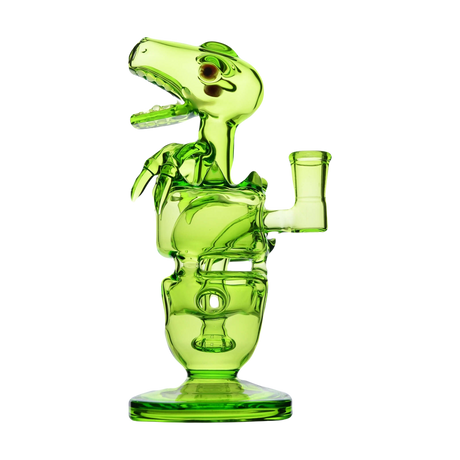 Calibear Fab Dino Dab Rig in Lime Green with Beaker Design, 8" Height, and Quartz Material