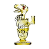 Calibear Fab Dino Dab Rig in Silver Fuming with Beaker Design and Quartz Material, Front View