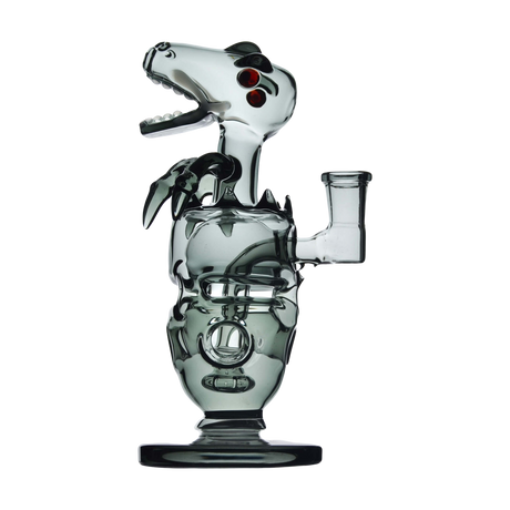 Calibear Fab Dino Dab Rig in Transparent Black, Beaker Design, 8" Height, Front View
