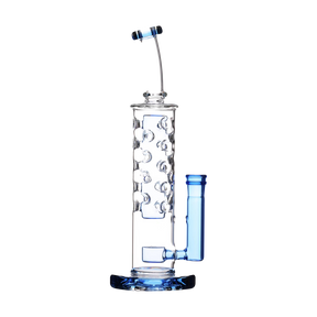 Calibear Flower Straight Fab-v2 Bong with Bubble Design and 18-19mm Joint - Blue Variant