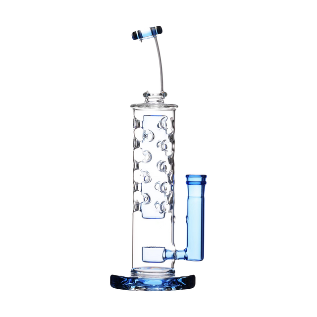 Calibear Flower Straight Fab-v2 Bong with Bubble Design and 18-19mm Joint - Blue Variant