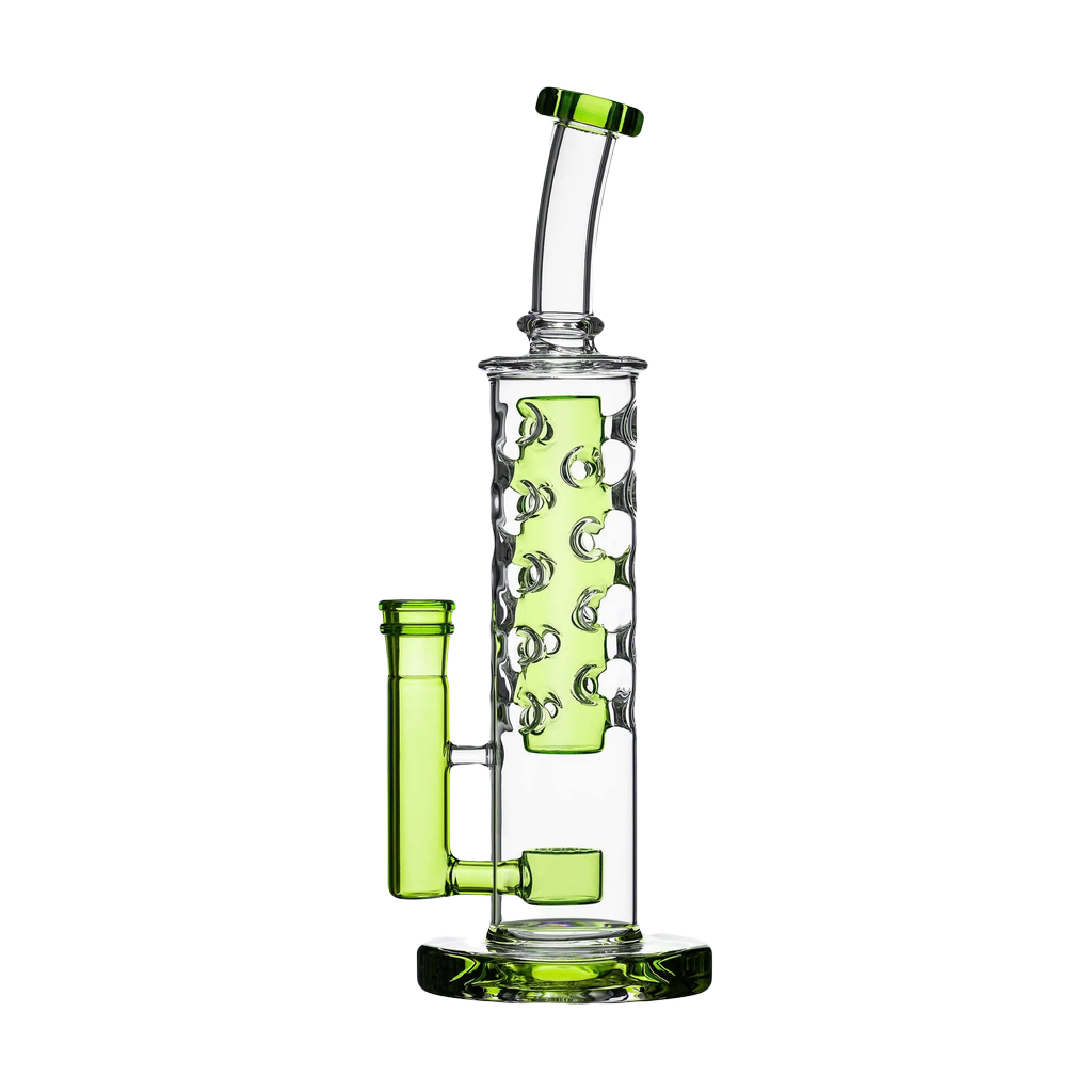 Calibear Flower Straight Fab-v2 Bong in Lime Green with Bubble Design and 11.8" Height