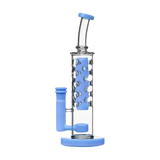 Calibear Flower Straight Fab-v2 Bong in Milky Blue with Unique Bubble Design - Front View
