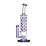 Calibear Flower Straight Fab-v2 Bong in Purple with Unique Bubble Design and Percolator, Front View