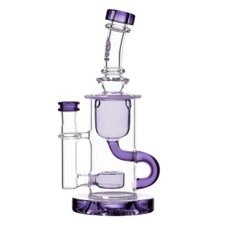Calibear Klein Recycler Bong in Purple, 7.5" with Recycler Design, Front View