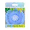 Calibear LED Silicone Base in blue for Dab Rigs, front view on retail packaging