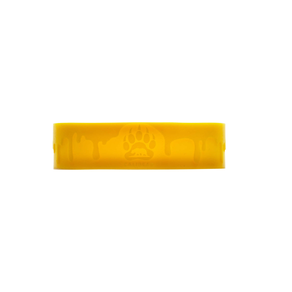 Calibear LED Silicone Base for Dab Rigs, Yellow with Bear Paw Design - Front View