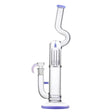 Calibear Natty Treecycler bong in clear glass with purple accents, front view on white background