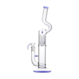 Calibear Natty Treecycler bong in clear glass with purple accents, front view on white background