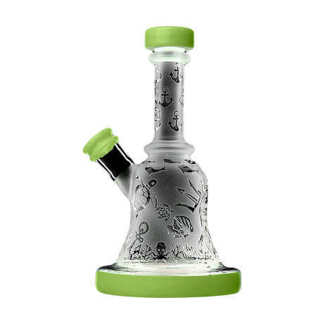 Calibear Premium Sandblasted Bell Rig, 6" compact size, with detailed etching and percolator, front view