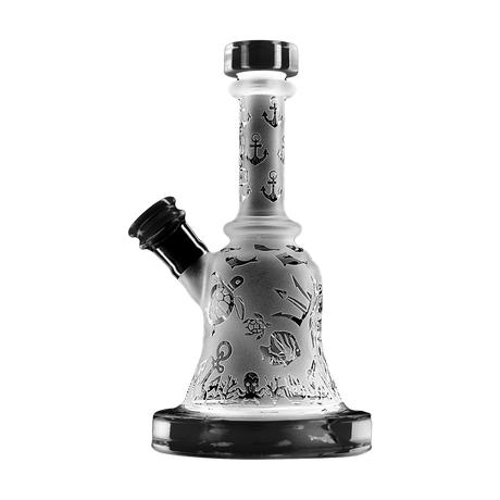 Calibear Premium Sandblasted Bell Rig with intricate designs, 6" height, and percolator - Front View