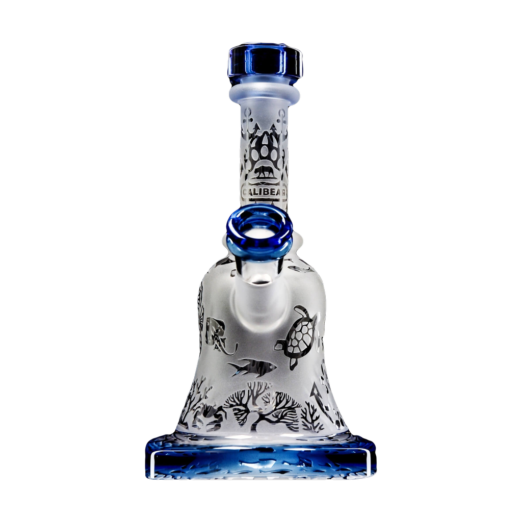 Calibear Sandblasted Bell Rig, portable 6" design with intricate patterns and smooth percolation, front view