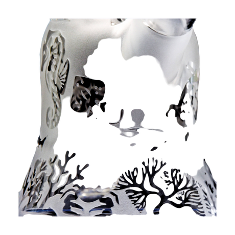 Calibear Premium Sandblasted Bell Rig close-up, showcasing intricate marine design on borosilicate glass.