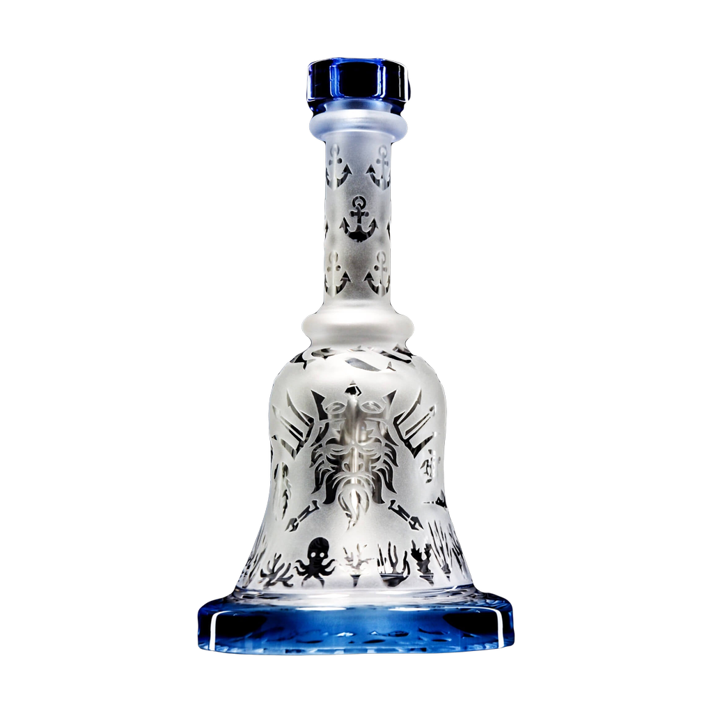 Calibear Premium Sandblasted Bell Rig featuring intricate design, 6" height, and percolator for smooth hits