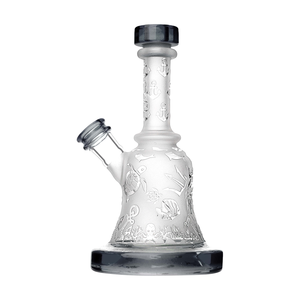 Calibear Premium Sandblasted Bell Rig with intricate design, 6" height, and percolator - front view