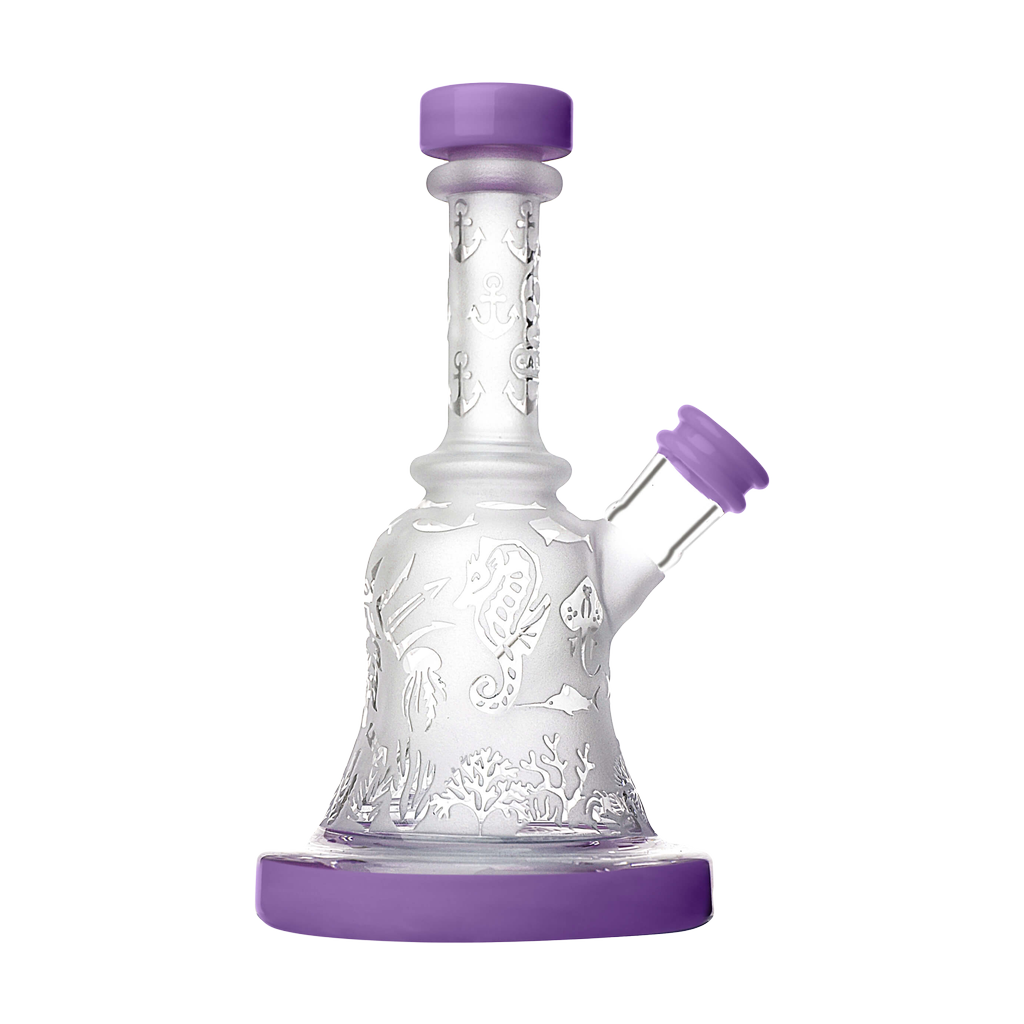 Calibear Premium Sandblasted Bell Rig with intricate design, 6" height, and percolator, front view