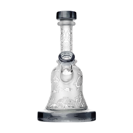 Calibear Premium Sandblasted Bell Rig with intricate design, 6" height, and 14mm female joint - front view