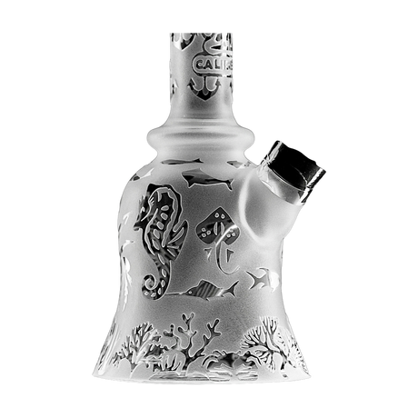 Calibear Sandblasted Bell Rig with intricate marine design, compact 6" height, perfect for concentrates
