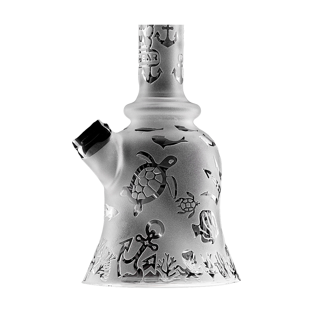 Calibear Premium Sandblasted Bell Rig with intricate marine design, 6" compact size, front view on white background