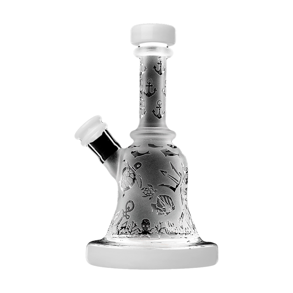 Calibear Premium Sandblasted Bell Rig, compact 6" height, 14mm joint, front view on white background