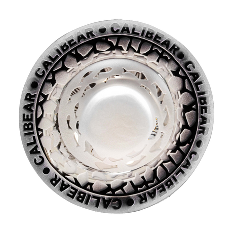 Calibear Premium Sandblasted Bell Rig top view, compact borosilicate glass, for concentrates
