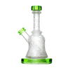 Calibear Premium Sandblasted Bell Rig in Lime Green, 6" Compact Size, Borosilicate Glass, Front View