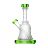 Calibear Premium Sandblasted Bell Rig in Lime Green, 6" Compact Size, Borosilicate Glass, Front View