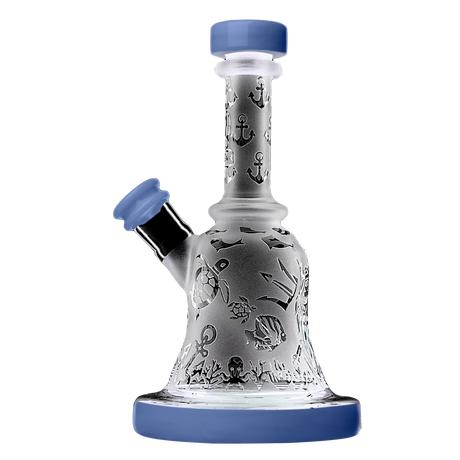 Calibear Premium Sandblasted Bell Rig in Milky Blue, compact 6" height, 14mm female joint, front view
