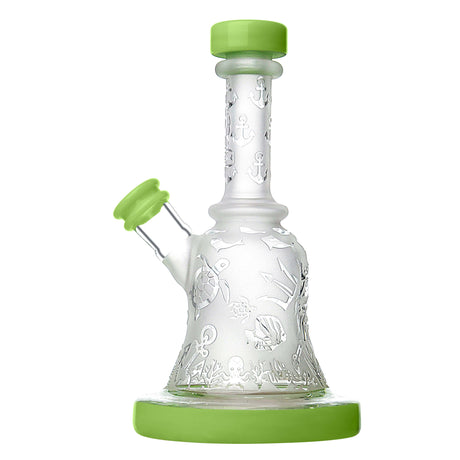 Calibear Premium Sandblasted Bell Rig in Milky Green with intricate design, compact size, and percolator
