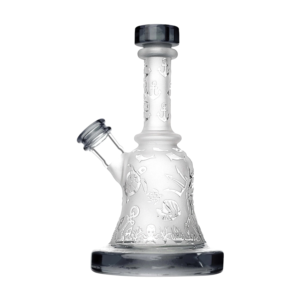 Calibear Sandblasted Bell Rig, 6" Compact Borosilicate Glass, 14mm Female Joint, Front View