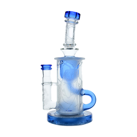Calibear Sandblasted Blue Klein Recycler Dab Rig with Percolator, 8" Height, Front View