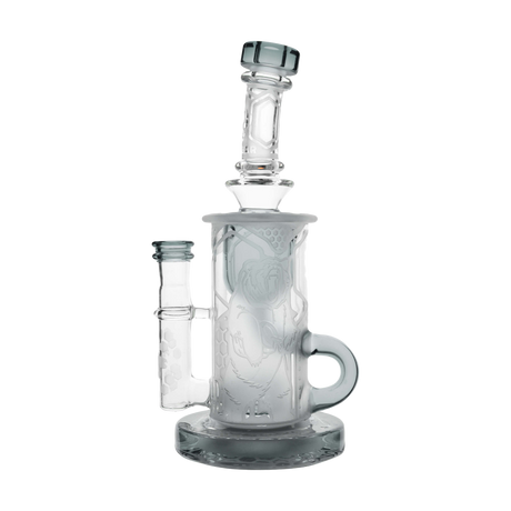 Calibear Premium Sandblasted Klein Recycler in Transparent Black with Percolator, 8" Tall, Front View