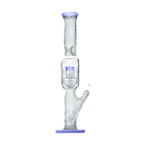 Calibear Premium Sandblasted Straight Tube Bong in Purple, Front View, 16" Height, 14.5mm Joint